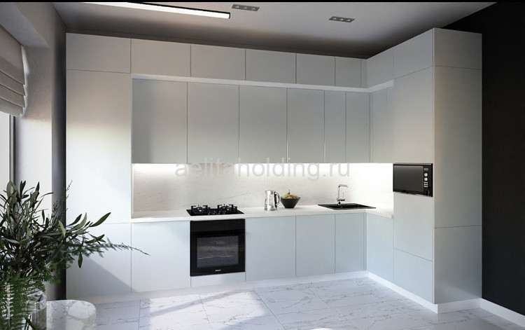 КУХНЯ ИДЕАЛИСТА ROYAL 3300*1100 МДФ УГЛОВАЯ БЕЛЫЙ -BLANCO